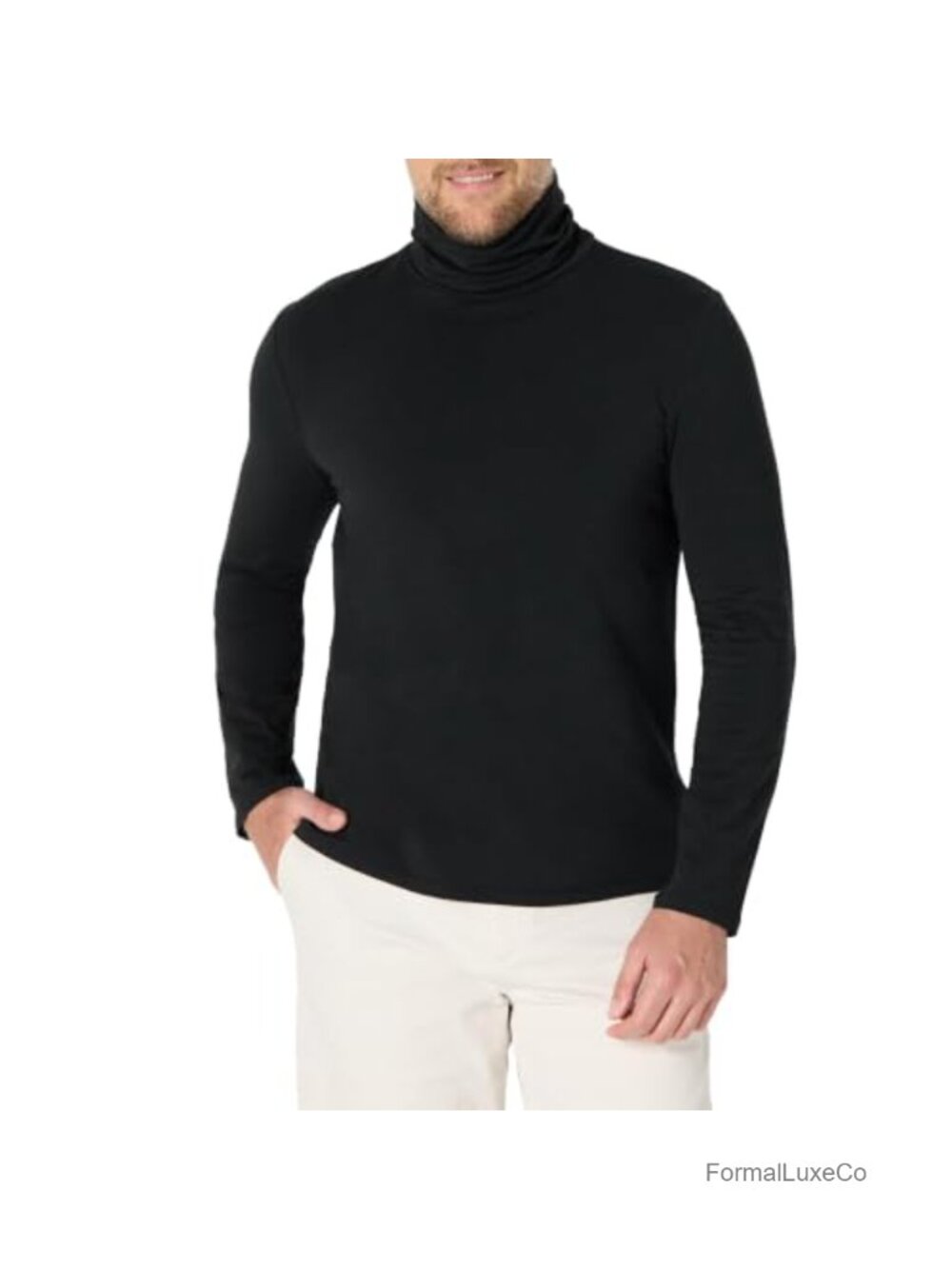 Men's Slim Fit Turtleneck Shirt Cotton Stretch Long Sleeve